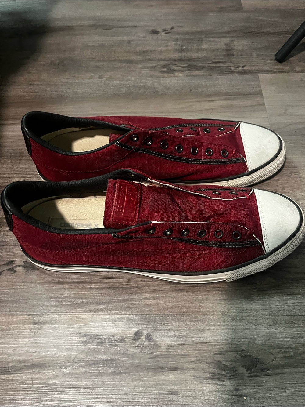 Jon Varvatos/Converse Men’s Slip-On Canvas Sneakers - Burgundy/White.